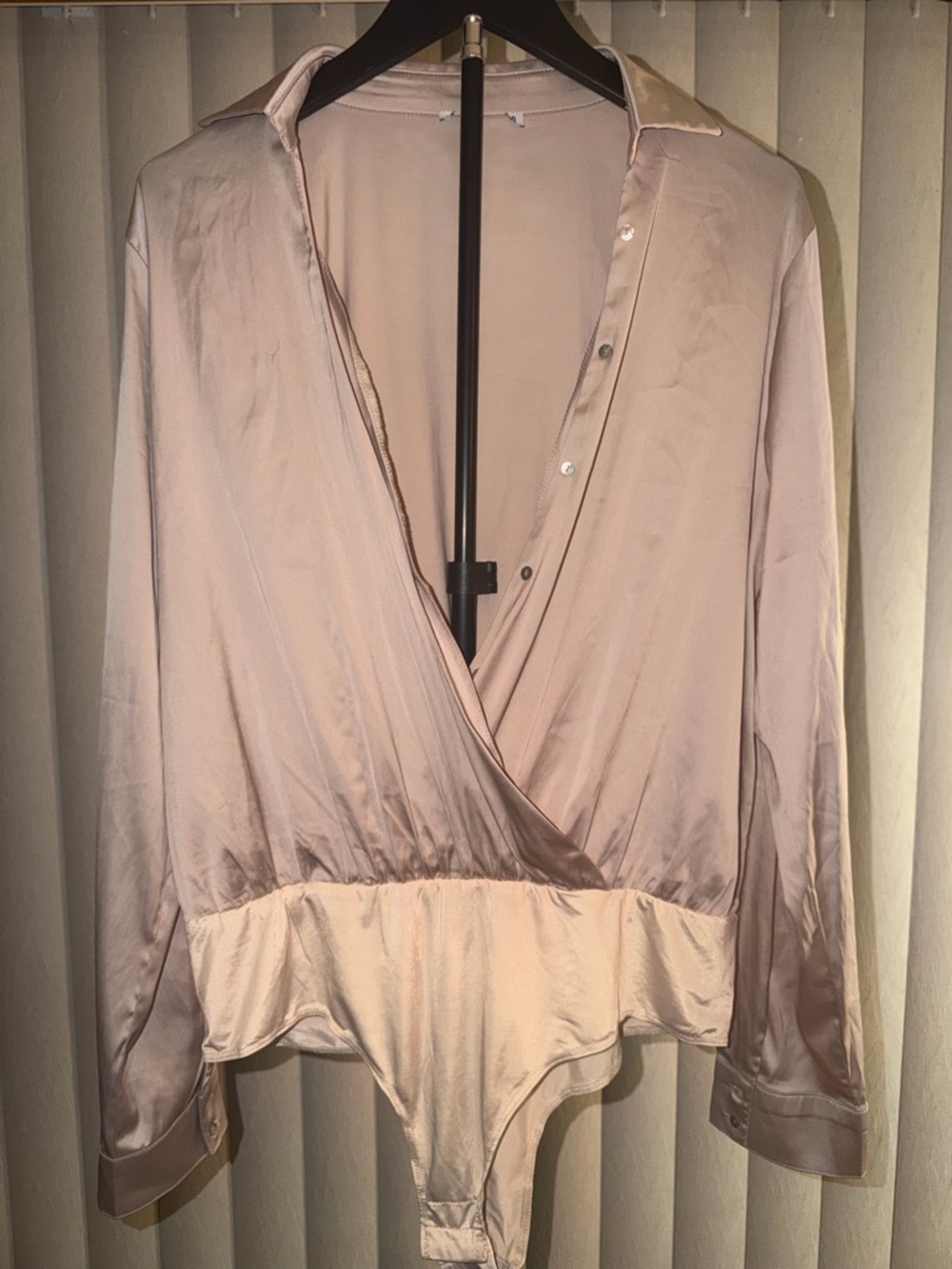Light Blush Satin Wrap Bodysuit